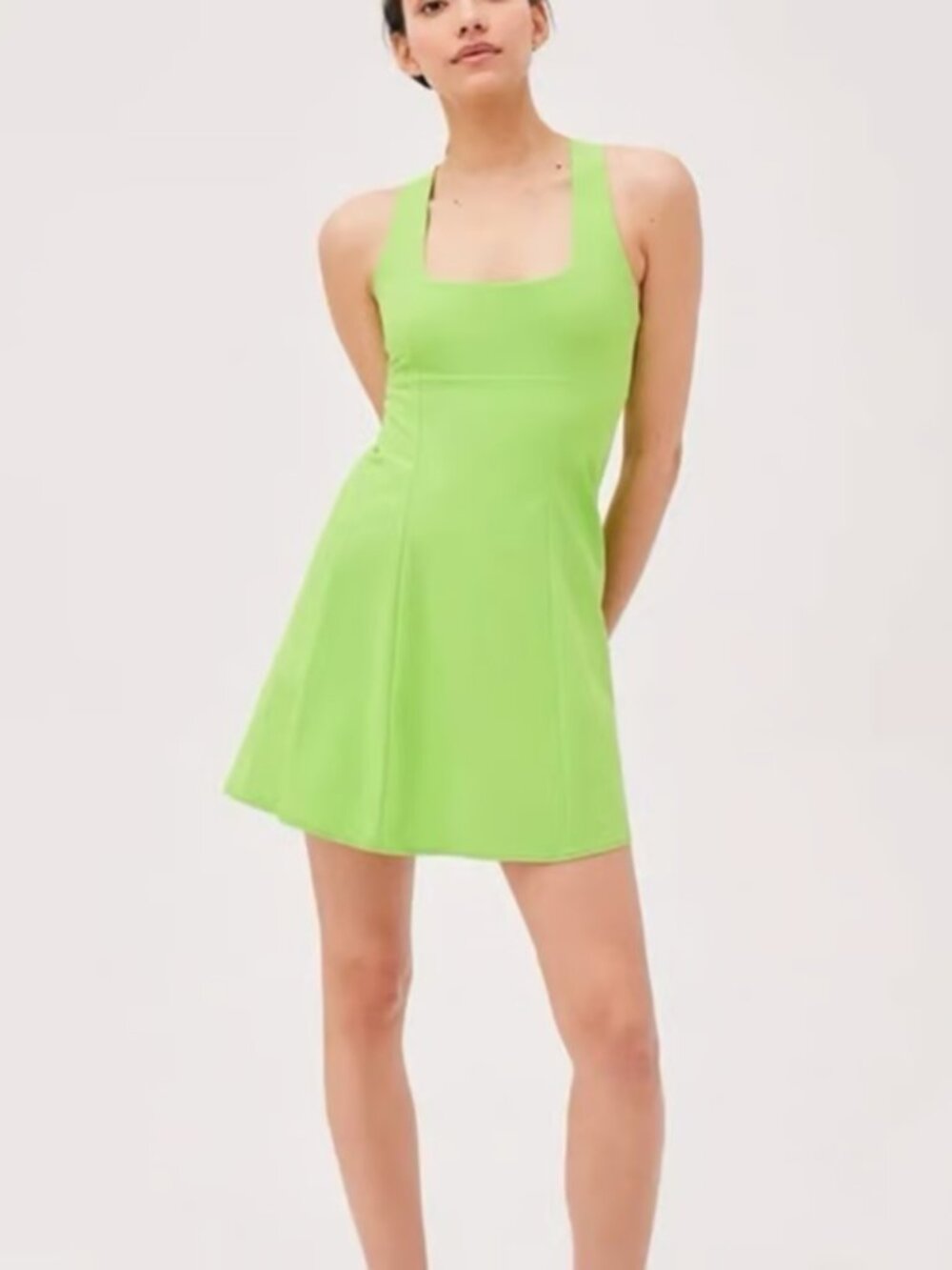 NWT Outdoor Voices Active Cross Back Mini Dress Grasshopper Green Womens Size XL